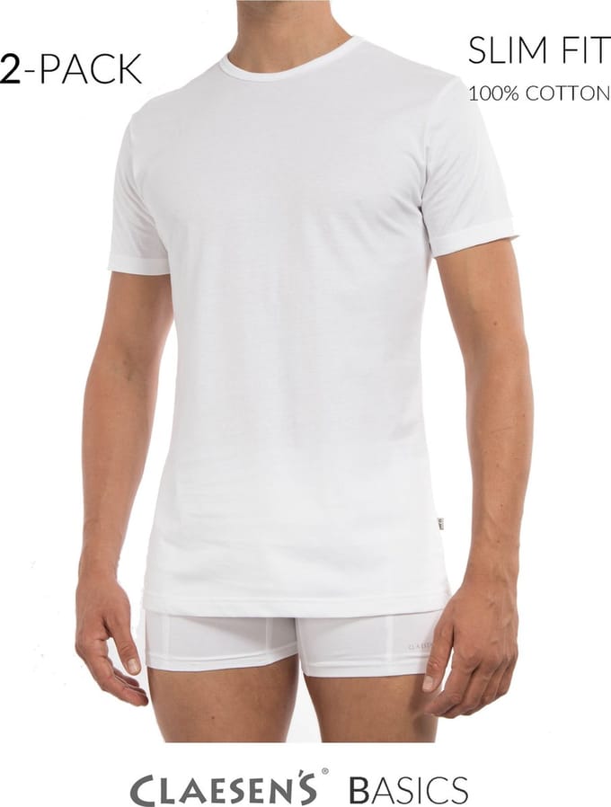 Claesen's® - T-Shirt Wit 100% Cotton 2-PackCL 1020ss-White-M