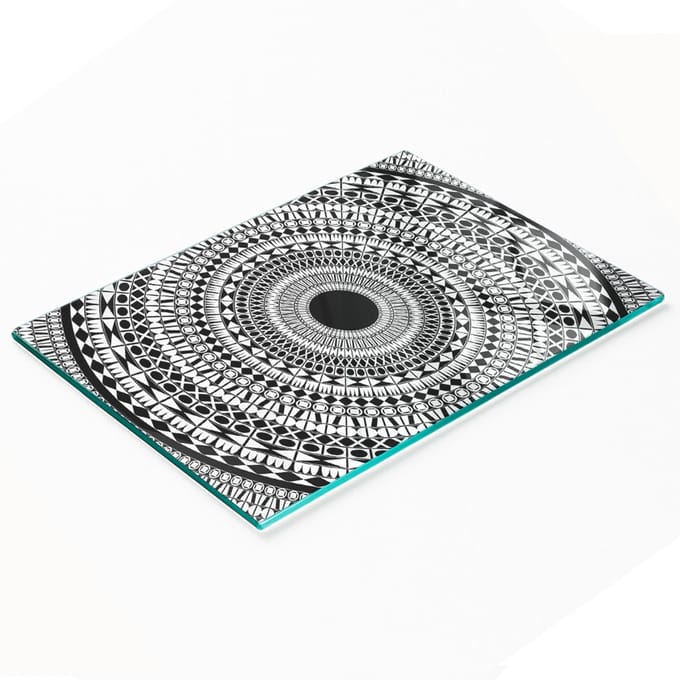 Keukenplank van gehard glas met decoratieve afbeeldingen, decoratief ornament, 80x52 cm