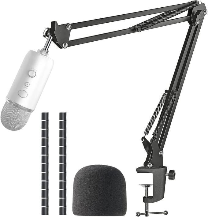 Microfoonarm met Popfilter voor USB Microfoons, Geschikt voor Yeti en Pro Modellen, Inclusief Kabelbescherming