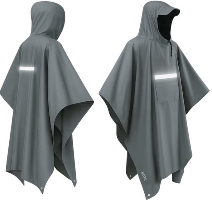 BOTC Poncho - Reflecterende Regenponcho - Fietsponcho Fiets - Met Reflecterende strips - Unisex - Dames & Heren - Waterdicht - Grijs