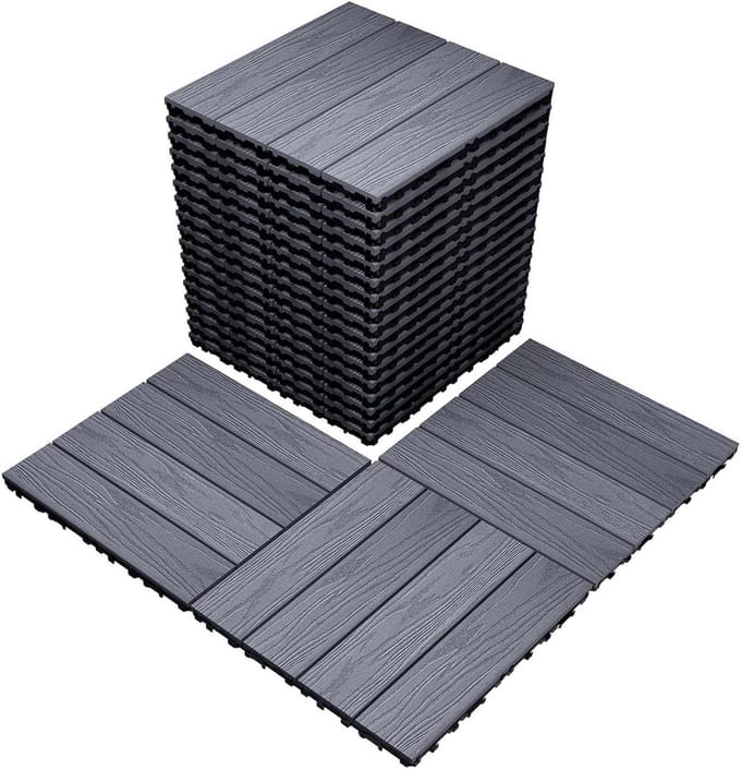 Terrastegels Composiet - Buiten vloer - Balkon terras - Antislip structuur - 10 stuks - Grijs