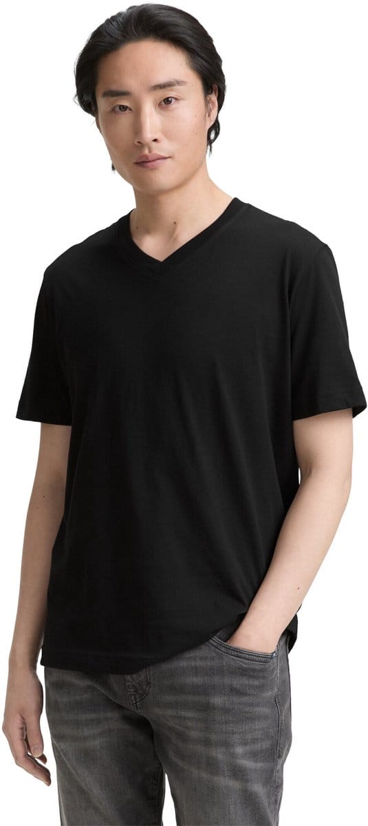 Tom Tailor - T-shirts met V-hals in een set van 2 - Maat M - Black