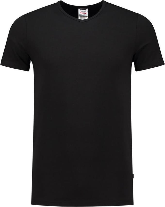 Tricorp 101012 T-Shirt Elastaan Fitted V Hals - Zwart - L