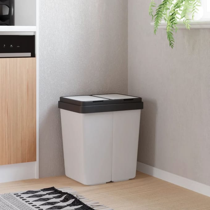 vidaXL - Vuilnisbak - dubbel - 2x25 - L - wit