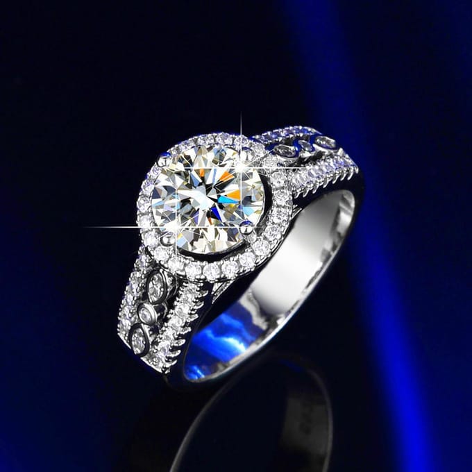 Mode Volledig Diamant Moissanite Wit Goud High-end Ring Elegante Temperament Moissanite Ring 5 white