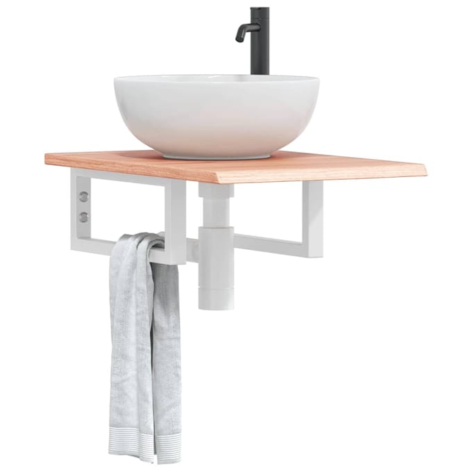 vidaXL - Badkamer - wandschap - staal - en - massief - eikenhout