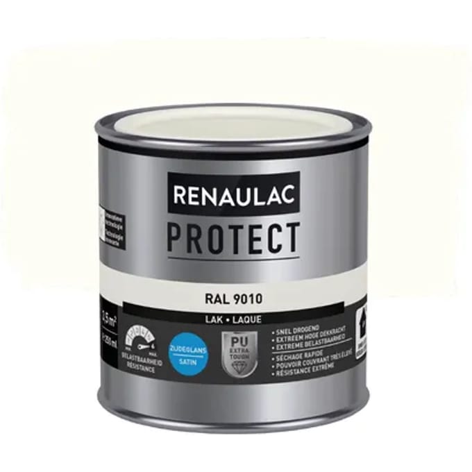 Renaulac Houtlak Protect - Zijdeglans - Zuiver Wit Ral 9010 - 250ml