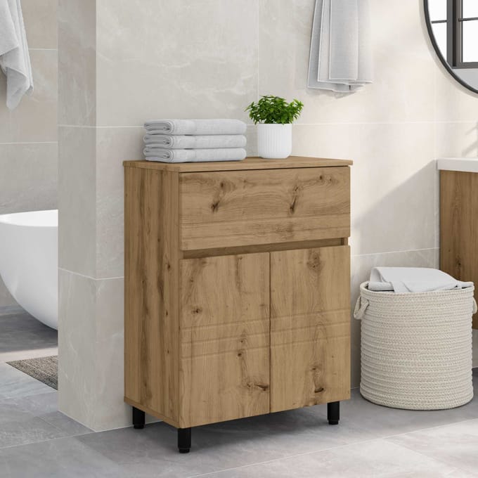 vidaXL - Badkamer - vaniteitsunit - Artisanaal - eiken - 60 - x - 35 - x - 80 - cm