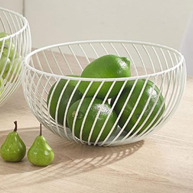 Fruitmand Roestvrij IJzer Desktop Opbergmand Rond Grote Capaciteit Metaaldraad Diversen Organizer white