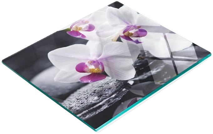 Decoratieve glazen snij- en serveerplank Orchidee 60x52 cm