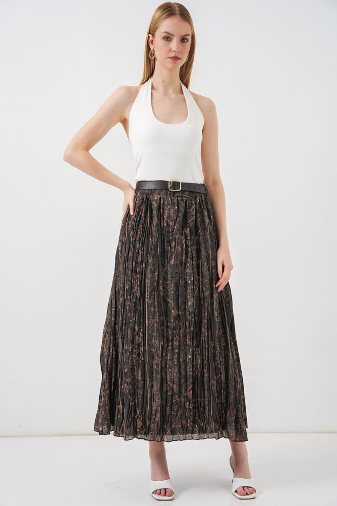 Hoog-Waisted Paisley Midi A-Lijn Rok