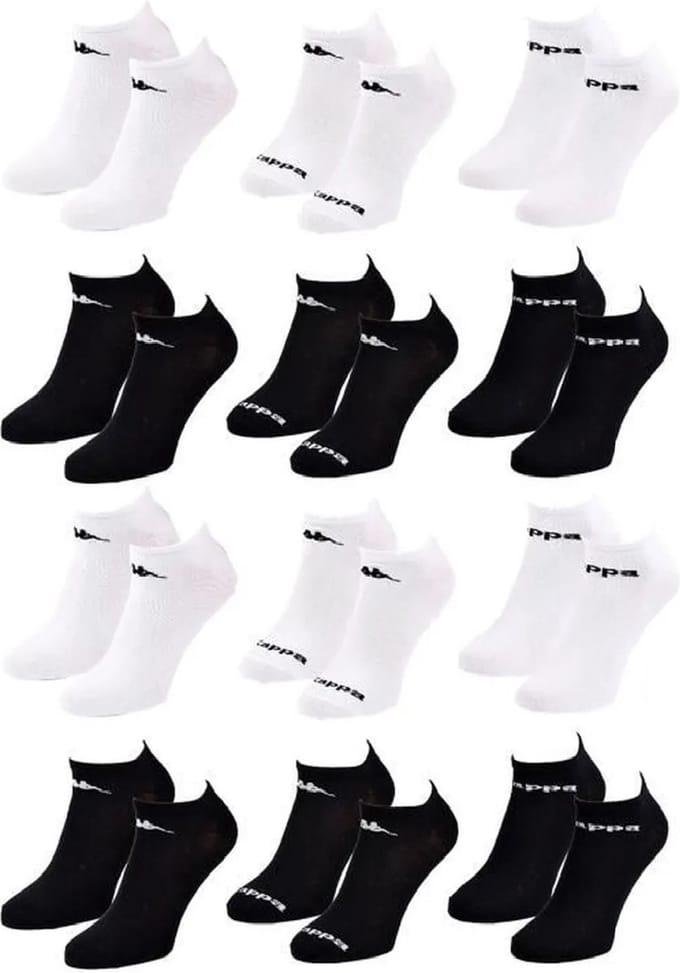 Kappa sneakersokken 12 paar black&white maat 39/42