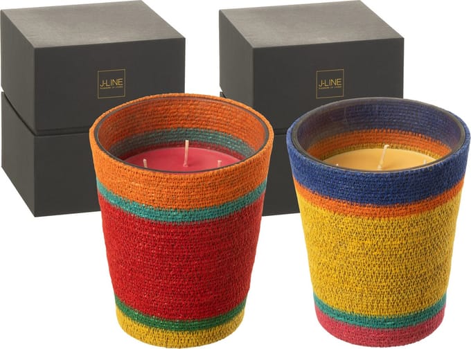 J-Line geurkaars Mand - Woody Aurora - mix - large - 2 stuks - 75U