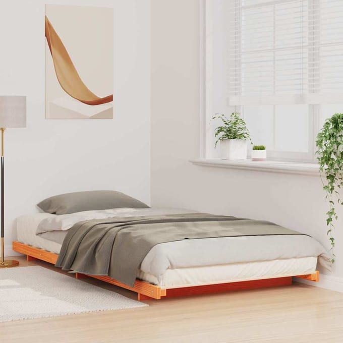 vidaXL - Bedframe - Wasbruin - 90 - x - 210 - cm - Massief - grenenhout