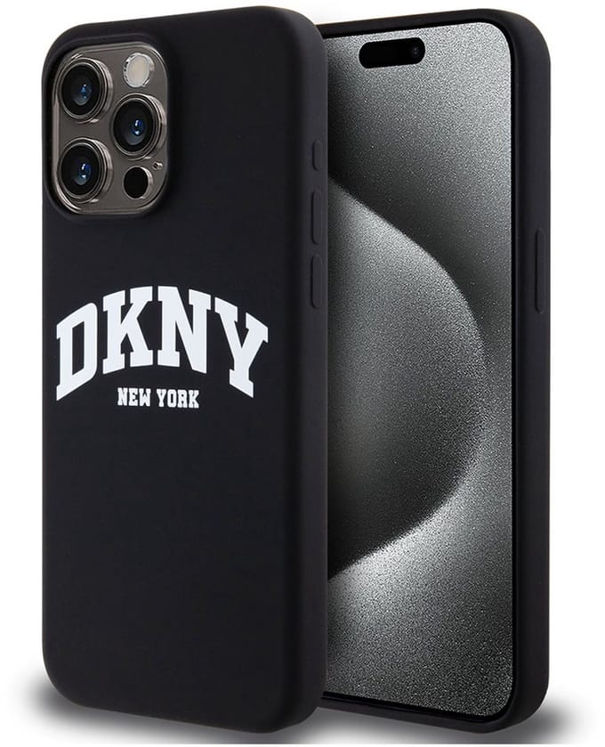 DKNY Silicone Arch Logo Back Case (MagSafe Compatible) - Geschikt voor Apple iPhone 14 Pro Max (6.7") - Zwart