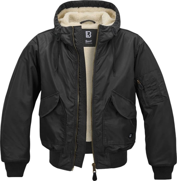 Brandit - CWU Jacket hooded black Bomber jacket - 3XL - Zwart