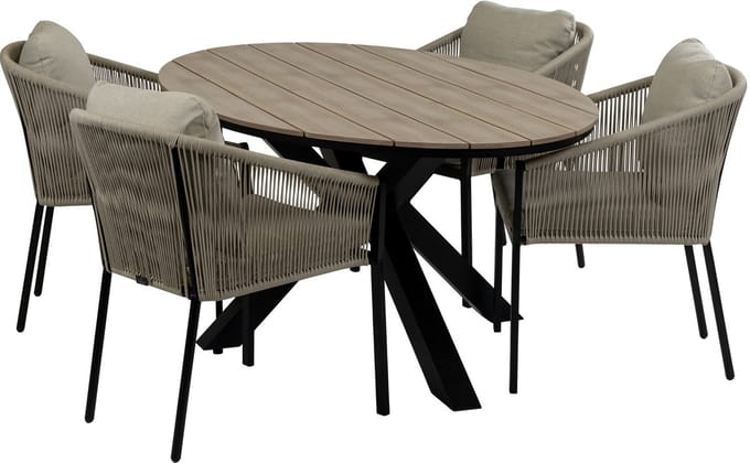 Tuinset Elvira/Cyprus | 4 personen | Ovaal 180 cm | Rope & polywood