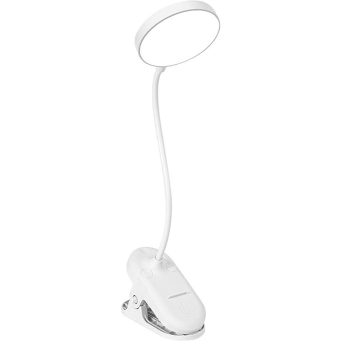 USB-aangedreven LED-nachtlampje voor bed Clip-on leeslamp met 3 helderheidsniveaus, flexibele slang wit