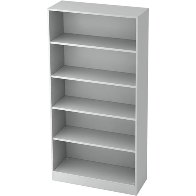 Boekenkast, 5 OH, spaanplaat, B 1000 x D 400 x H 2004 mm, lichtgrijs