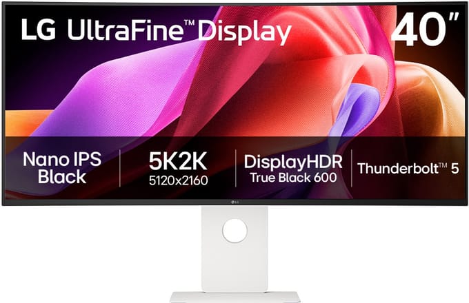 40" LG UltraFine 40U990A-W - 5120x2160 (5K2K) - 120Hz - IPS Black - 96W USB-C - KVM switch