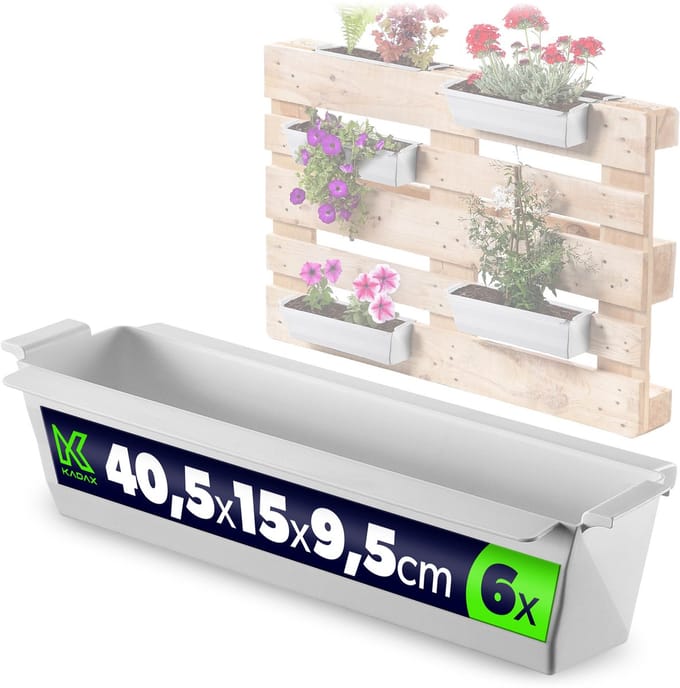 KADAX Bloempot voor Europallets, wit, 6-pack, K126