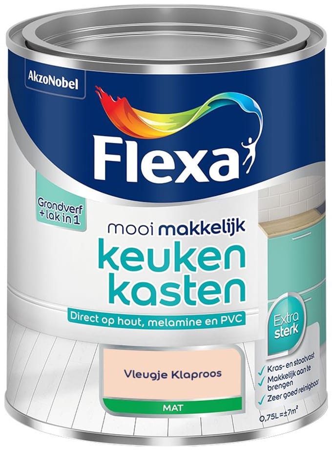 Flexa - Mooi Makkelijk Keukenkasten Mat - Vleugje Klaproos - Mengverf - 750 Ml