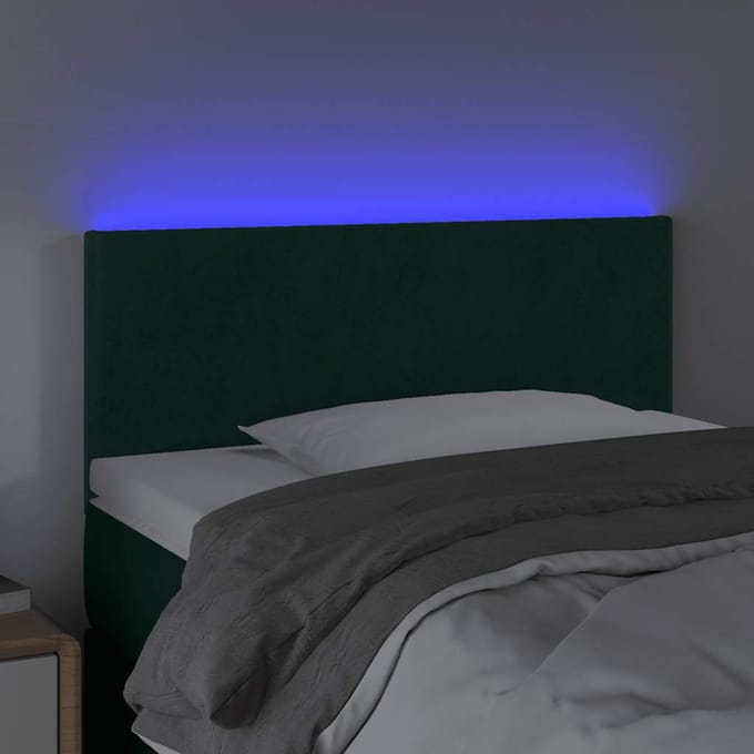 vidaXL - Hoofdbord - LED - 90x5x78/88 - cm - fluweel - donkergroen