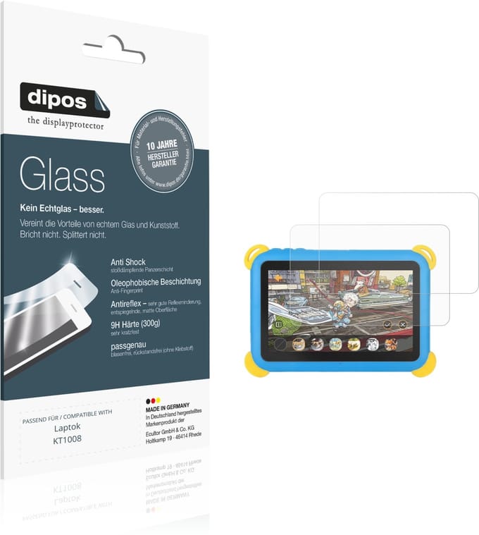 dipos – 2x Matte Pantserfolie geschikt voor Laptok KT1008 | 9H Screenprotector