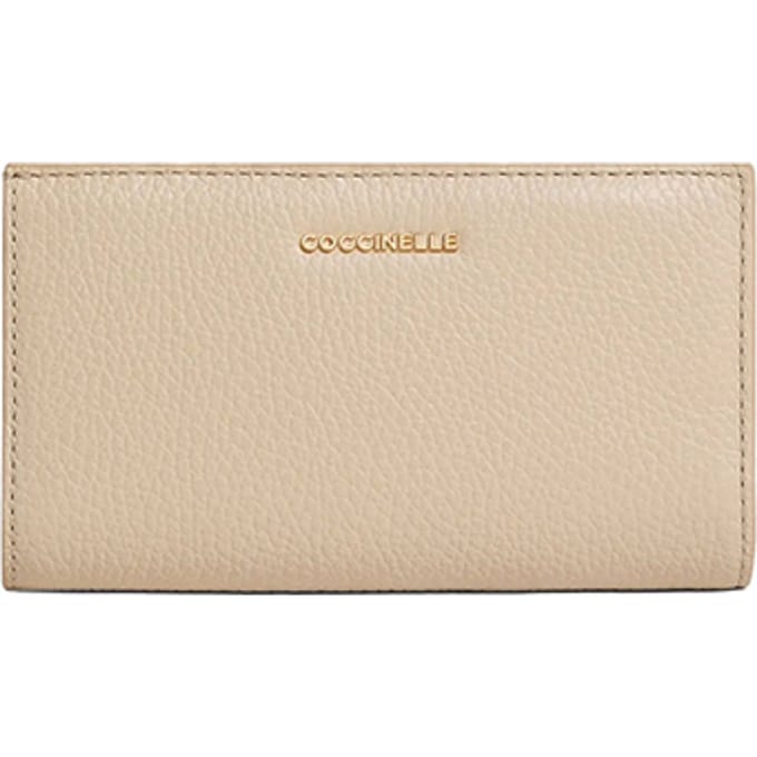 COCCINELLE Leren portemonnee Metallic Soft Wallet Sandshell beige