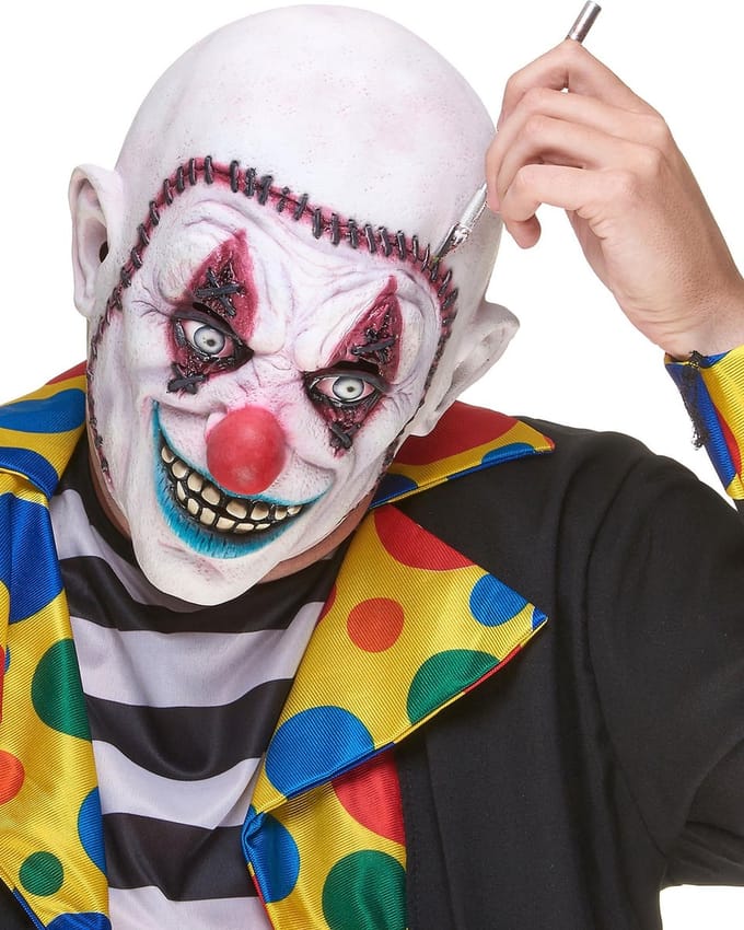 Vegaoo - Gehechte schedel clownsmasker voor volwassenen