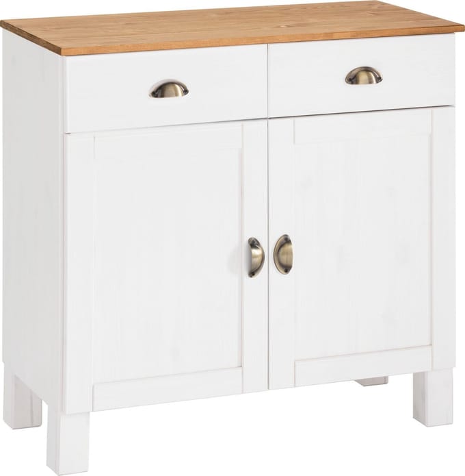 Oslo-Dressoir 2 Deurs Massief Grenen Wit/Honing