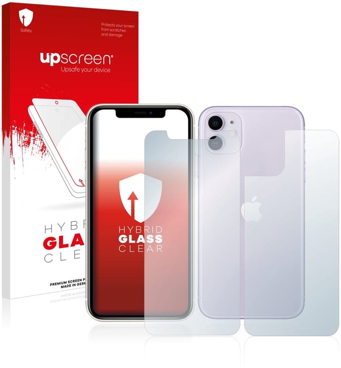 upscreen - Screenprotector voor Apple iPhone 11 (Voor+Achter) - Folie Beschermfolie Beschermglas transparant