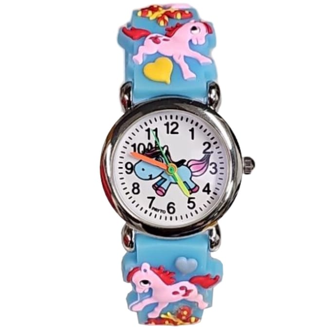 Fako® - Kinderhorloge - 3D - Eenhoorn Starlight - Lichtblauw