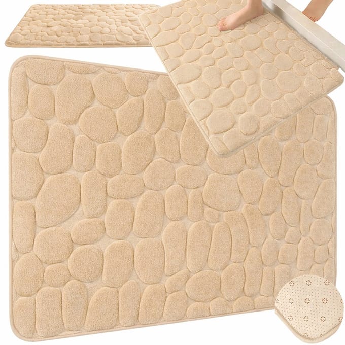 Badmat Antislip - Absorberende Douchemat - Sneldrogende Badkamer Mat - Beige - 80 x 50 cm
