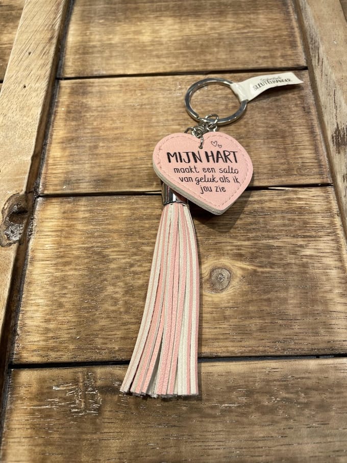 Sleutelhanger /Tashanger +Tassel / Kwast Hart ik hou van Jou