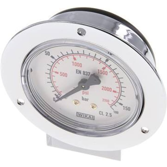 0..160 Bar Paneelmontage Manometer Staal/Messing 63 mm Klasse 2.5 (Voorflens) - MW016063SH-FP