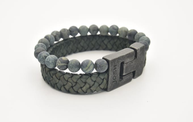 Josh-24966-Armband-Mat groen-Heren-21,5cm