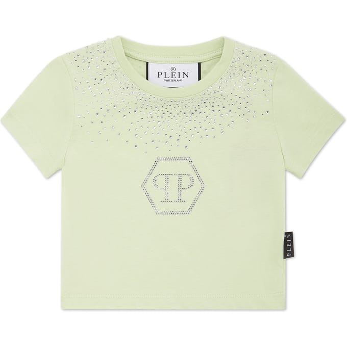 Cropped T-Shirt Strass Round Neck Ss Hexagon