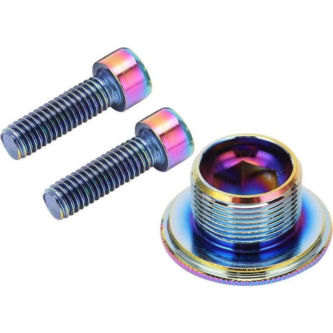 KRSEC Fiets Crank Cover Schroef Aluminiumlegering M18 Crankarm Bevestigingsbout met Afdekkap blue