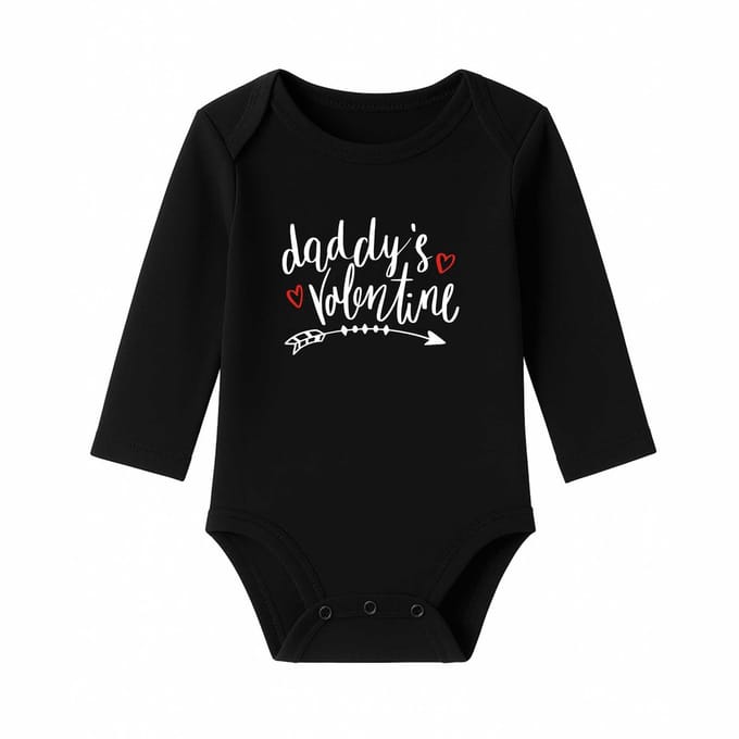 Romper Daddy's Valentine - zwart - 74/80 - lange mouw