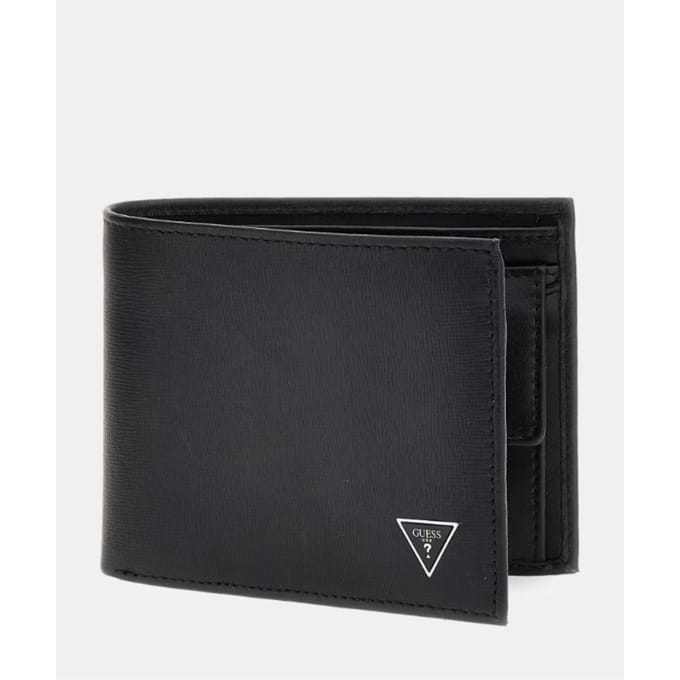 Guess Cert Saffiano Leather Heren Portemonnee - Zwart - One Size