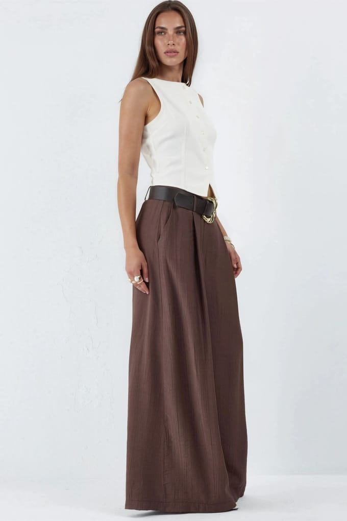 Hoge Taille Wijde Pantalon met Plooien