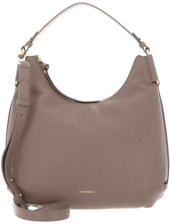 COCCINELLE Leren schoudertas Rebekka Handbag Grained Leather Warm Taupe