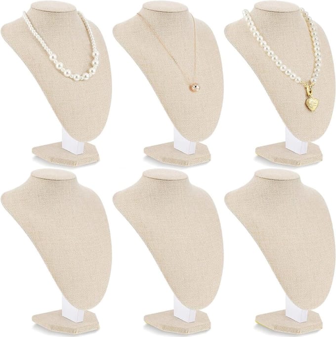 Hanger Ketting Display - Sieradenhouder - Etalage Presentatie - Set van 6 Stuks - 18x25 cm - Linnen