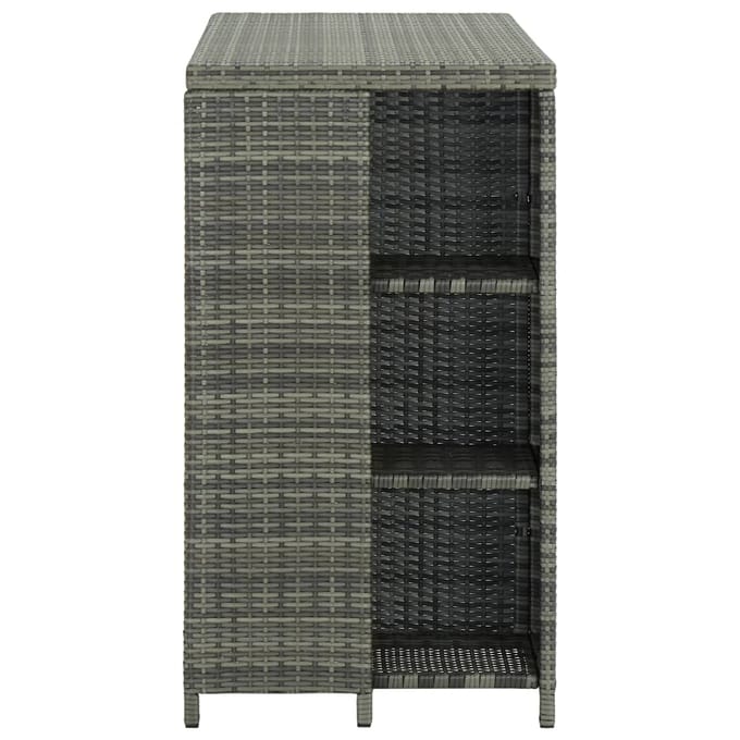 vidaXL - Bartafel - met - opbergrek - 120x60x110 - cm - poly - rattan - grijs