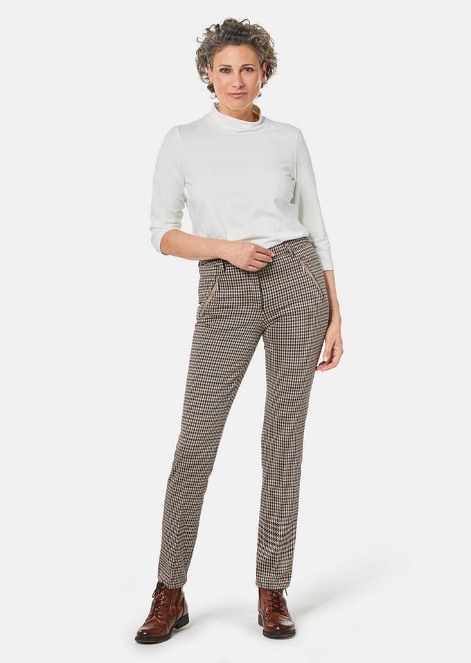 Broek van zachte stretch - braun / gedess. - Gr. 46 van Goldner Fashion