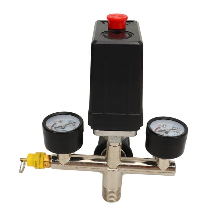 Luchtcompressor Drukschakelaar Kit CE Klep Drukregel Schakelaar Zwarte Kap IJzeren Meter Messing VS