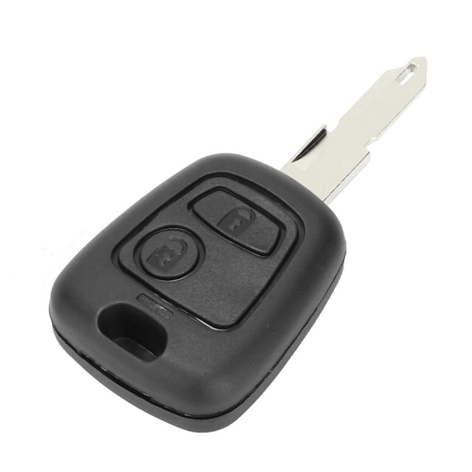 2 Knoppen Sleutelschaal Autosleutel Hoes Vervangend Accessoire Geschikt voor Peugeot 206 306 307 white