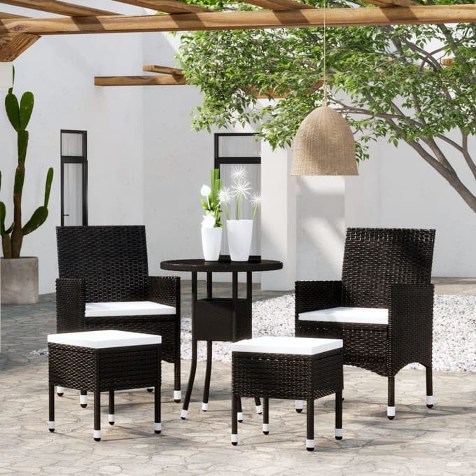 vidaXL - 5-delige - Loungeset - poly - rattan - zwart