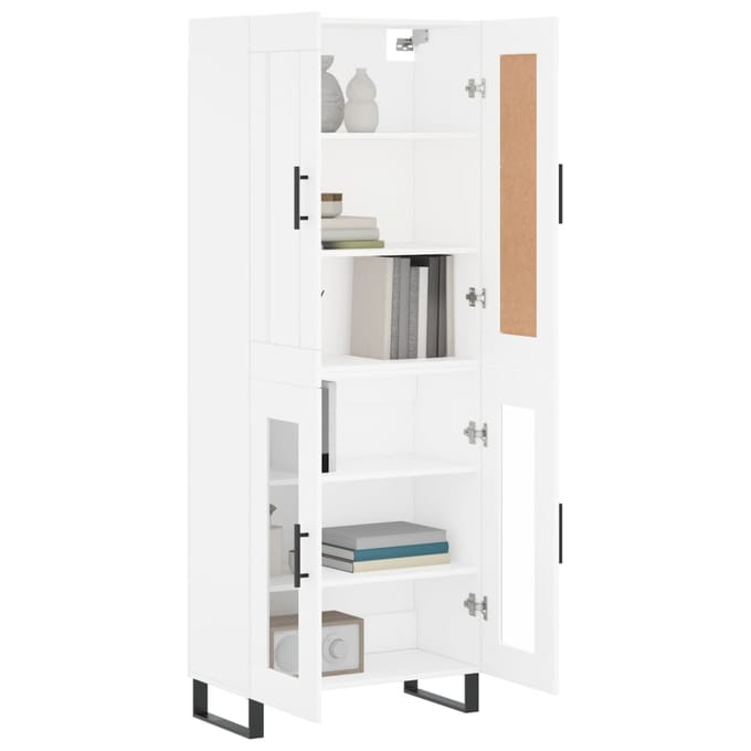 vidaXL - Hoge - kast - 69,5x34x180 - cm - bewerkt - hout - wit